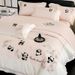Wholesale Chinese Style Cartoon Embroidery Cute Panda Pure Four-Piece Naked Sleep 100% Long-Staple Cotton 4-Piece Set_maomaolike.com