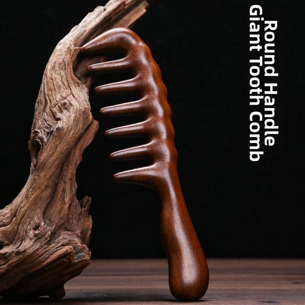 Thickened Large Wide-Tooth Massage Comb With Wooden Handle, For Ladies Long Curly & Straight Hair Household Use
_maomaolike.com