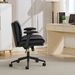 Cross Legged Chair With Flip-Up Armrests Leather, Cross Legged Office Chair On Wheels, Comfy Swivel Chair With Wide Seat For Home Office, Vanity, Ergonomic Desk Chair Adjustable, Black_maomaolike.com