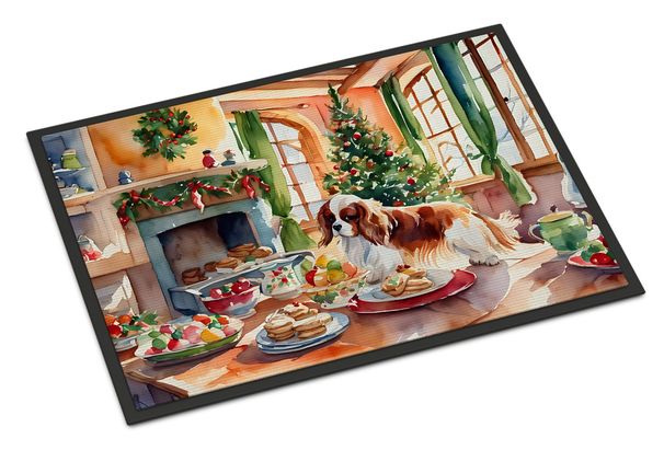 Cavalier Spaniel Christmas Cookies Doormat Front Door Mat Indoor Outdoor Rugs For Entryway, Non Slip Washable Low Pile, 24H X 36W_maomaolike.com