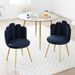 Modern Velvet Dining Chairs Set Of 2, Upholstered Woven Dining Chair With Golden Metal Legs, Upholstered Dining Chairs For Dining Room, Kitchen, Vanity, Living Room BLACK_maomaolike.com