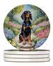 Black And Tan Coonhound Spring Path Large Sandstone Coasters Pack Of 4 Absorbent Round Coasters Decor Gifts For Men Or Women, 4 In, Multicolor_maomaolike.com
