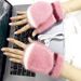 Heating Gloves Children's USB half-finger flip over electric gloves Student's extra thick mink velvet thermal gloves_maomaolike.com