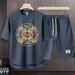 Men's Clothing 2024 Waffle Casual Summer Suit Men's Loose Teen Short sleeved T shirt Shorts Handsome Two piece Suit_maomaolike.com