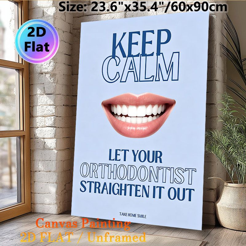 Orthodontist Motivational Painting Poster, Minimalist Typographic & Bright Smiling Teeth Poster, Lighthearted Dental Care Reminder Ideal For Dental_maomaolike.com