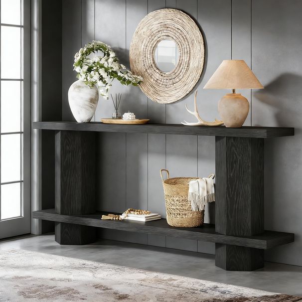 Console Table, 2-Tier Hallway Table Sofa Table Behind Couch_maomaolike.com