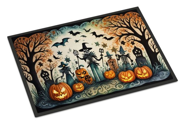 Papel Picado Skeletons Spooky Halloween Doormat Front Door Mat Indoor Outdoor Rugs For Entryway, Non Slip Washable Low Pile, 24H X 36W_maomaolike.com