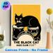 Black Cat Jazz Club Painting Poster, Vintage Graphic Black Cat On Drums Poster, Retro Artistic Decor Ideal For Music Room, Living Room, Jazz Bar_maomaolike.com