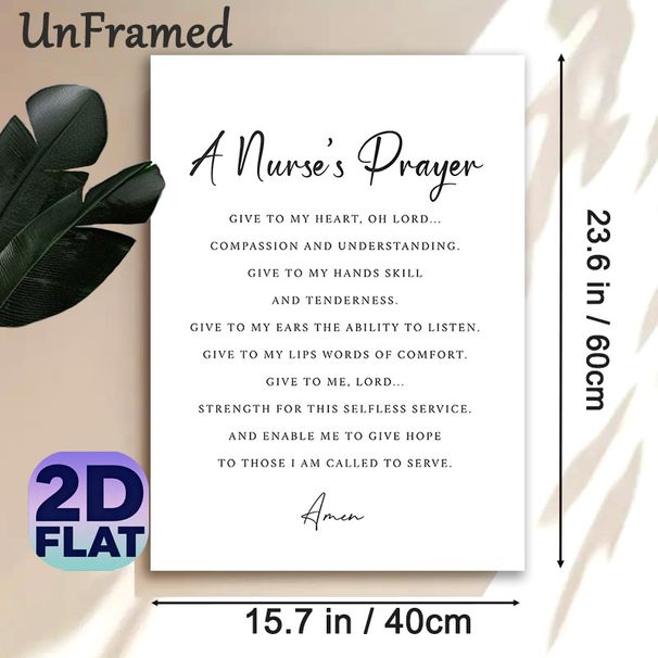 A Nurse's Prayer Painting Poster, Minimalist Black-and-White Typographic Poster, Inspirational Religious Verse For Medical Professionals, Ideal For_maomaolike.com