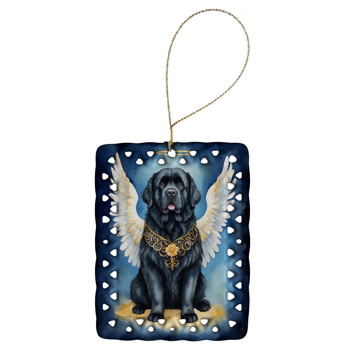 Newfoundland My Angel Porcelain Ornament Christmas Tree Hanging Decorations For Home Christmas Holiday, Rectangle, Gift, Multicolor_maomaolike.com
