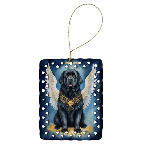 Newfoundland My Angel Porcelain Ornament Christmas Tree Hanging Decorations For Home Christmas Holiday, Rectangle, Gift, Multicolor_maomaolike.com
