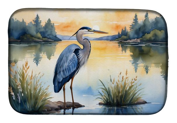 Blue Heron In The Golden Hour Dish Drying Mat Absorbent Dish Drying Mat Pad For Kitchen Counter Dish Drainer Mat For Countertop, 14 X 21", Multicolor_maomaolike.com