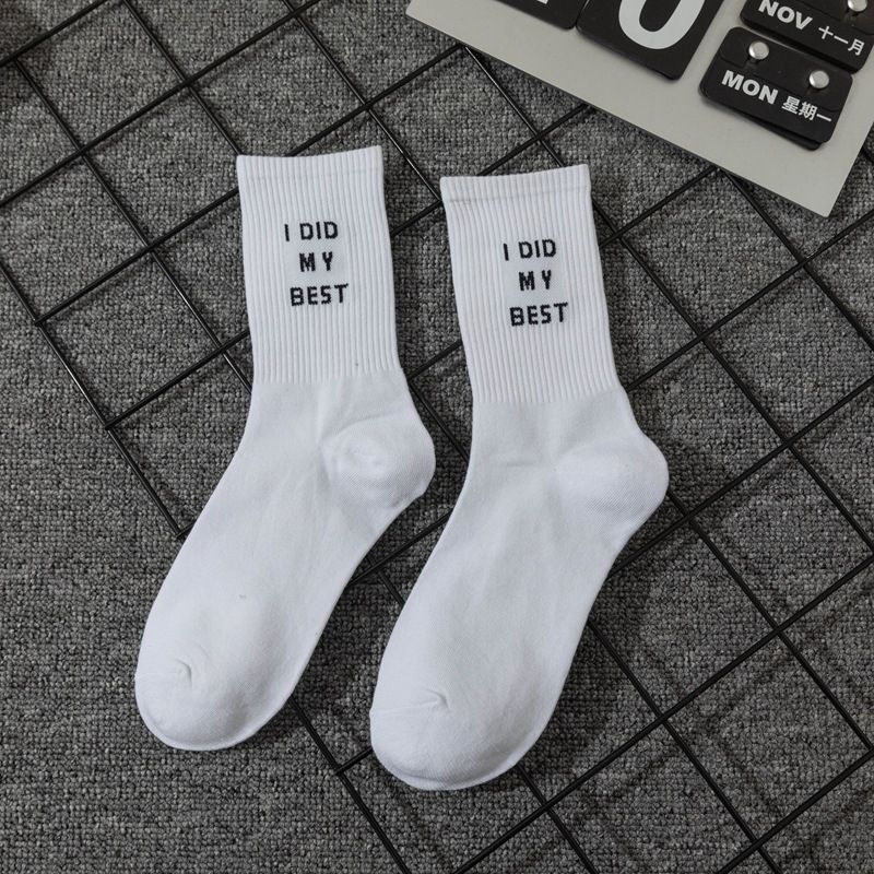Unisex Casual Sports Letter Cotton Crew Socks A Pair_maomaolike.com