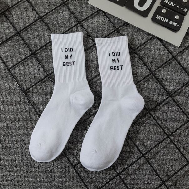 Unisex Casual Sports Letter Cotton Crew Socks A Pair_maomaolike.com