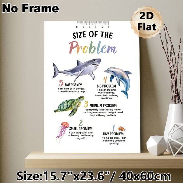 Size Of The Problem Emotional Regulation Painting Poster, Watercolor Ocean Animal Themed Poster, Assists With Problem Intensity Identification_maomaolike.com