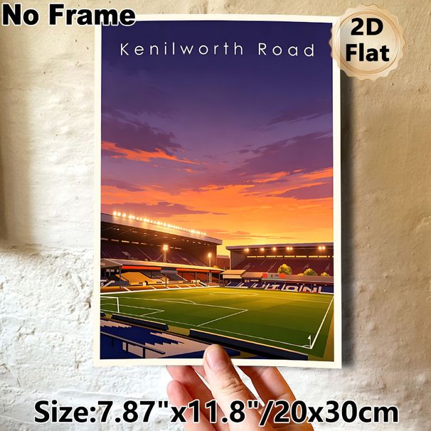 Kenilworth Road Football Stadium Painting Poster, Vibrant Sunset-toned Stylized Stadium Scene Poster, Eye-catching Sports-themed Decor Ideal For Home_maomaolike.com