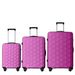 3-Piece Luggage Set Travel Lightweight Suitcases With Rolling Wheels, TSA Lock & Moulded Corner, Carry On Luggages For Business, Trip, (20"/24"/28"), Rose Pink_maomaolike.com