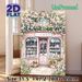 Floral Bookshop Painting Poster, Delicate Watercolor Pastel Pink Bookstore With Lush Blooming Flowers Poster, Warm Cozy Decor Ideal For Living Room_maomaolike.com