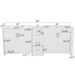 CREASION 84" White Double-Sink Bathroom Vanity: 2 Ceramic Sinks, Quartz Top, Adjustable Shelves, 3 Drawers, Silver Handles, Soft Close Hinges_maomaolike.com