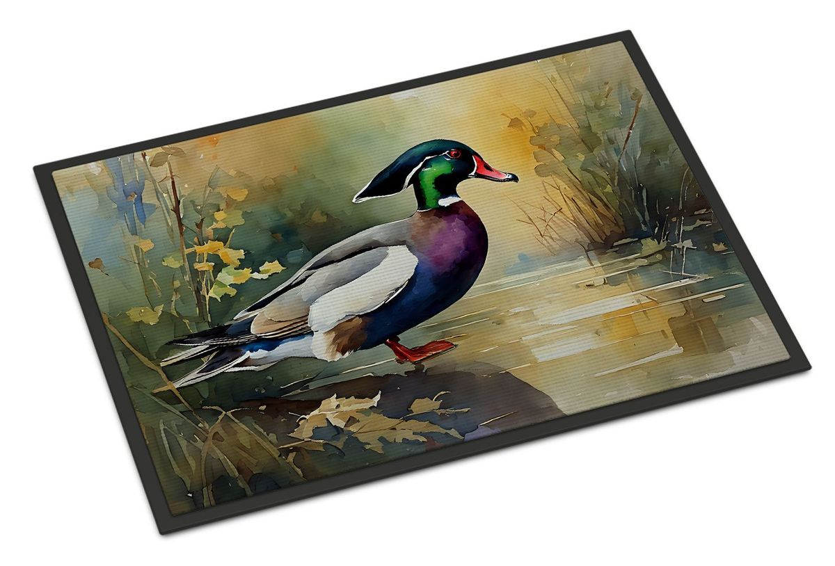 Wood Duck Doormat Front Door Mat Indoor Outdoor Rugs For Entryway, Non Slip Washable Low Pile, 24H X 36W_maomaolike.com