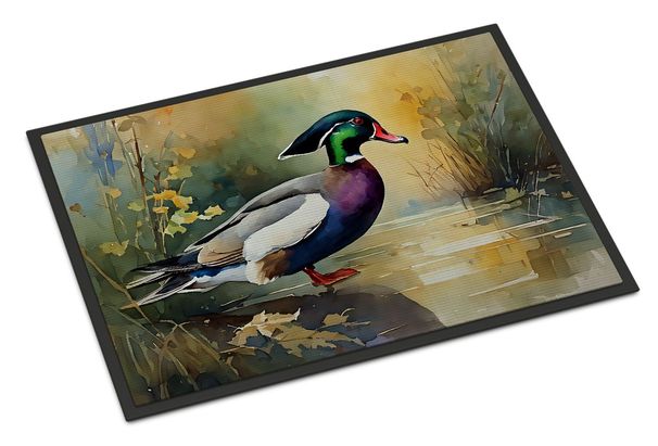 Wood Duck Doormat Front Door Mat Indoor Outdoor Rugs For Entryway, Non Slip Washable Low Pile, 24H X 36W_maomaolike.com