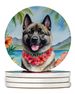 Norwegian Elkhound Luau Large Sandstone Coasters Pack Of 4 Absorbent Round Coasters Decor Gifts For Men Or Women, 4 In, Multicolor_maomaolike.com