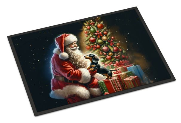 Dachshund And Santa Claus Doormat Front Door Mat Indoor Outdoor Rugs For Entryway, Non Slip Washable Low Pile, 24H X 36W_maomaolike.com