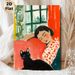 Woman & Black Cat Themed Painting Poster, Warm-toned Soft Brushstroke Cozy Indoor Scene Poster, Offers Tranquil Relaxing Atmosphere, Suitable For_maomaolike.com