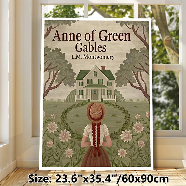 Anne Of Green Gables Painting Poster, Vintage Pastoral Style Poster, Nostalgic Literary-inspired Design Featuring Girl Facing Countryside House With_maomaolike.com