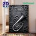 Tuba Themed Painting Poster, Vintage Industrial Style Poster, Sleek Dark-toned Tuba With Rustic Gears, Elegant Music-inspired Decor Ideal For Music_maomaolike.com