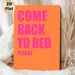 Come Back To Bed Typographic Painting Poster, Vibrant Pink Bold Text On Orange Poster, Playful Warm Vibe Ideal For Bedroom Decor_maomaolike.com