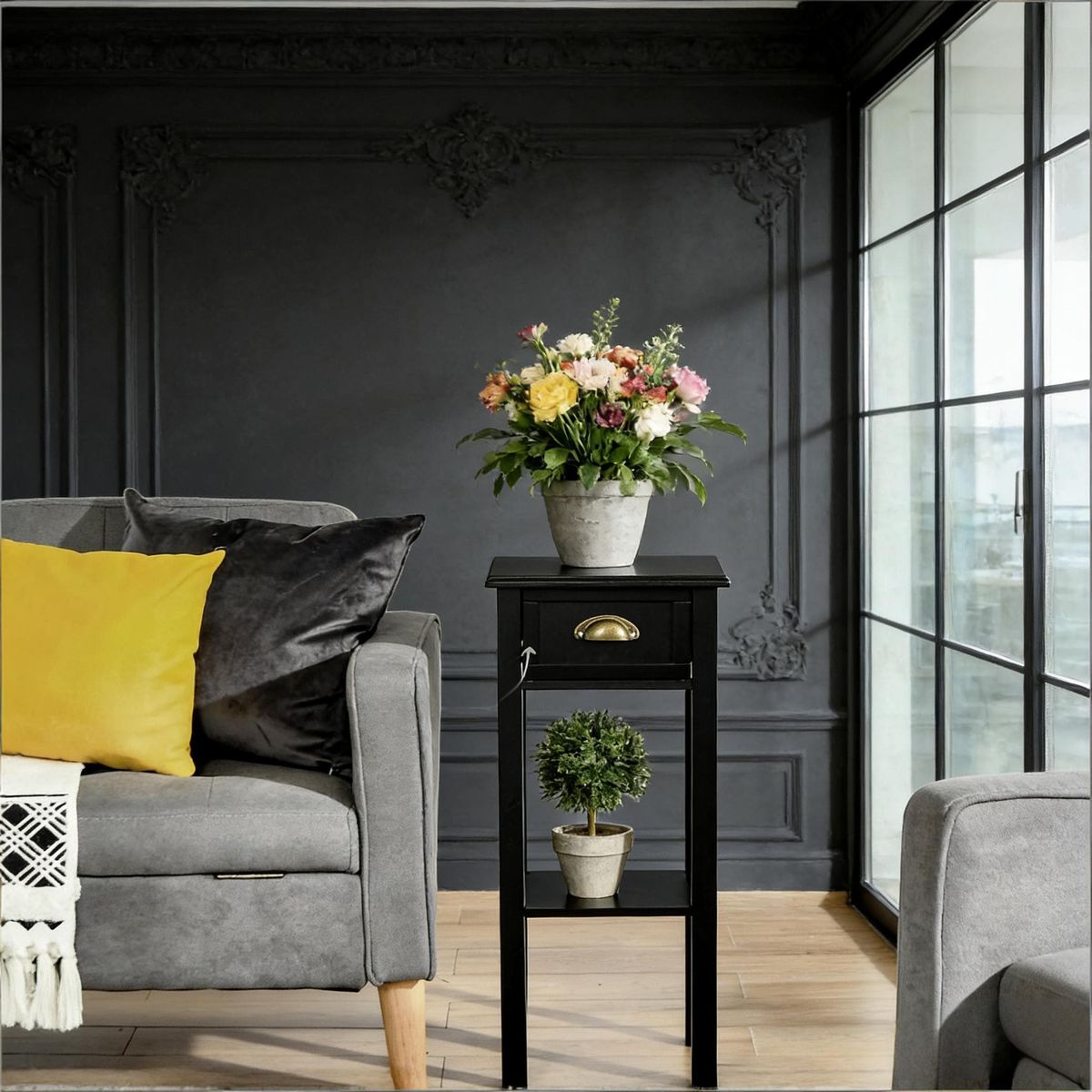 2-Tier Side Table With Drawer Shelf, End Table_maomaolike.com