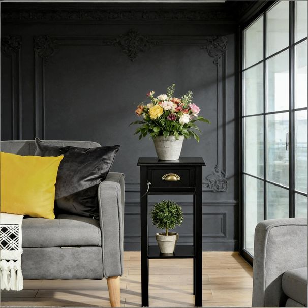 2-Tier Side Table With Drawer Shelf, End Table_maomaolike.com