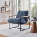 Modern Accent Chair, Comfy Chair With Removable Cushion, Vanity Chair With Wood Armrests For Living Room, Bedroom, Blue_maomaolike.com