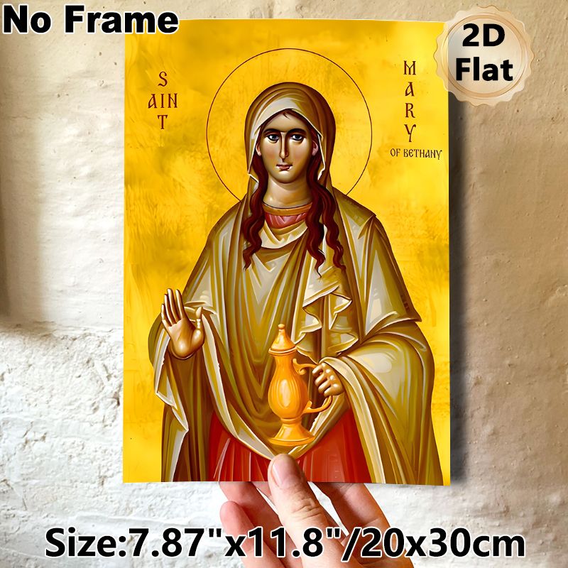 Saint Mary Of Bethany Painting Poster, Warm-toned Icon-style Religious Poster, Serene Spiritual Decor Ideal For Home And Prayer Spaces_maomaolike.com