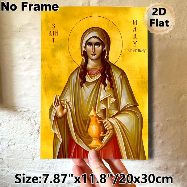 Saint Mary Of Bethany Painting Poster, Warm-toned Icon-style Religious Poster, Serene Spiritual Decor Ideal For Home And Prayer Spaces_maomaolike.com