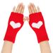 Unisex Short half finger knitted gloves Student office typing heart cuff wool warm love fingerless gloves_maomaolike.com