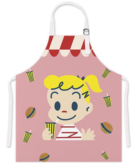 Japanese Style Harada Ritsu High-Quality Cartoon Apron For Girls, Cute Home Kitchen Oil-Proof Cooking Smock_maomaolike.com