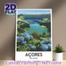 Azores São Miguel Lake & Hydrangea Painting Poster, Lush Scenic Landscape Poster, Serene Natural View Decor Ideal For Home, Living Room And Office_maomaolike.com