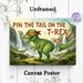 Pin The Tail On The T-Rex Themed Painting Poster, Vibrant Watercolor Prehistoric Scene With Blindfolded T-Rex Poster, Interactive Party Game Decor_maomaolike.com