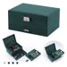 Velvet Three-Layer Lockable Jewelry Necklace Storage Watch Earrings Studs Ring Box Large Capacity_maomaolike.com
