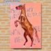 Rodeo Horse Painting Poster, Warm-toned Expressive Rearing Brown Horse With Pink Accents Poster, Inspirational Quote Artwork, Suitable For Living_maomaolike.com