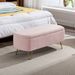 Pink Storage Ottoman Bench For End Of Bed Gold Legs, Modern Grey Fur Entryway Bench Upholstered Padded With Storage For Living Room Bedroom_maomaolike.com
