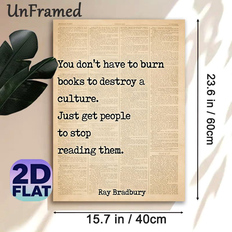 Ray Bradbury Quote Painting Poster, Vintage Newspaper-style Typographic Poster, Thought-provoking Literary Message Suitable For Home Office, Study_maomaolike.com