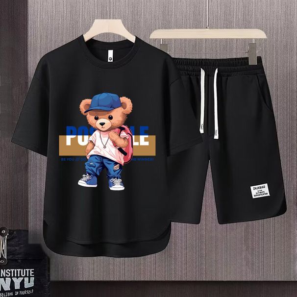 Men's Clothing 2024 Waffle Casual Summer Suit Men's Loose Teen Short sleeved T shirt Shorts Handsome Two piece Suit_maomaolike.com