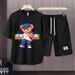 Men's Clothing 2024 Waffle Casual Summer Suit Men's Loose Teen Short sleeved T shirt Shorts Handsome Two piece Suit_maomaolike.com
