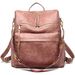 Women Backpack Purse Fashion Leather Designer Ladies Convertible School College Shoulder Bags With Colorful Strap, Pink_maomaolike.com
