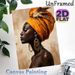 African Woman Portrait Painting Poster, Vibrant Textured Oil Style Poster, Elegant Figure In Orange Headwrap With Golden Jewelry, Artistic Cultural_maomaolike.com