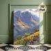 Mountain Wildflower Landscape Painting Poster, Textured Impasto Style Mountain & Colorful Wildflower Poster, Natural Scenery Decor Idea For Living_maomaolike.com