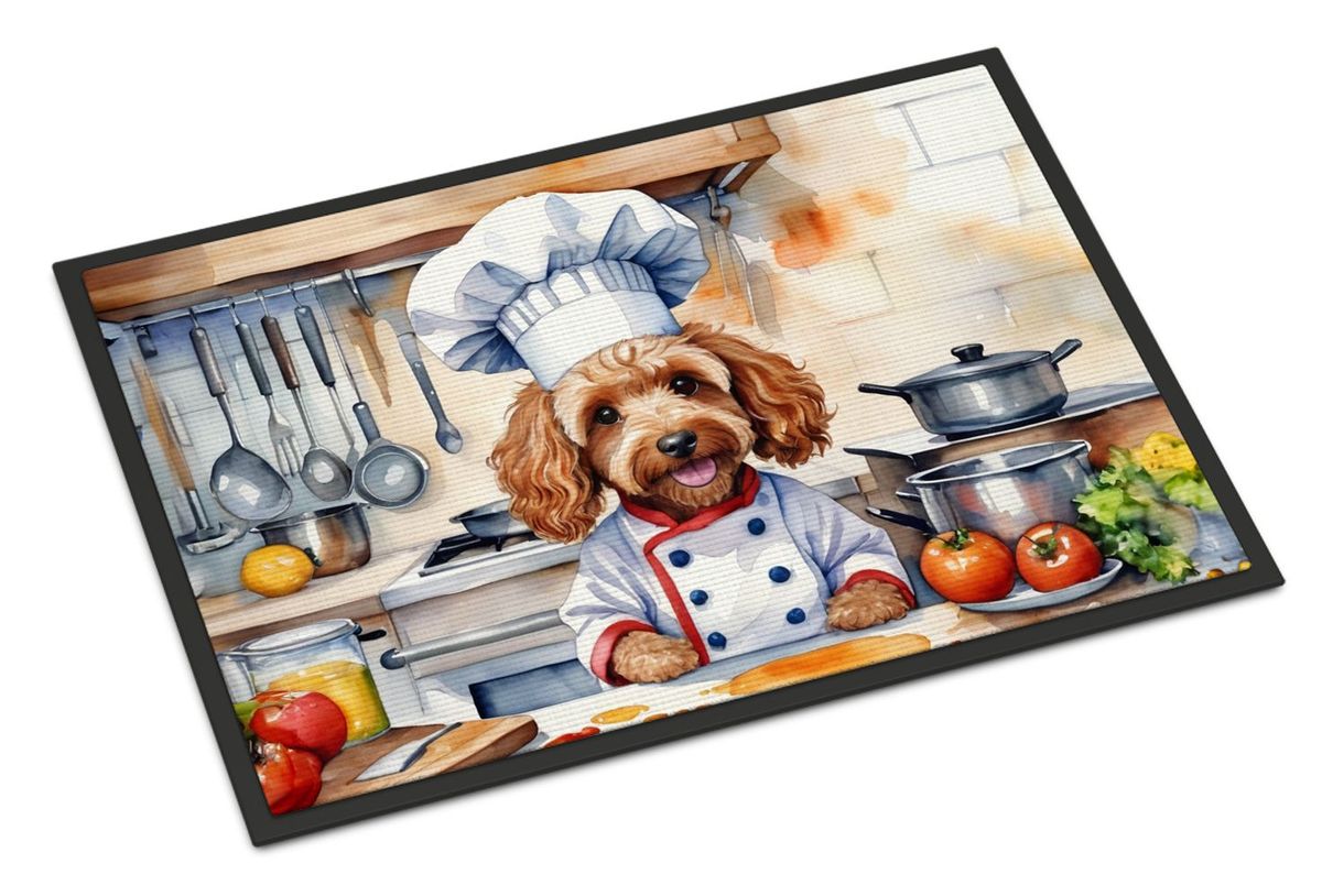 Cockapoo The Chef Doormat Front Door Mat Indoor Outdoor Rugs For Entryway, Non Slip Washable Low Pile, 24H X 36W_maomaolike.com